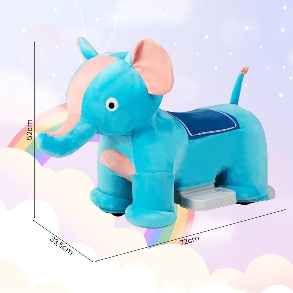 Elefante de Peluche eletrico para Crianças com Rodas Capa Lavável e Música 72 x 33,5 x 52 cm