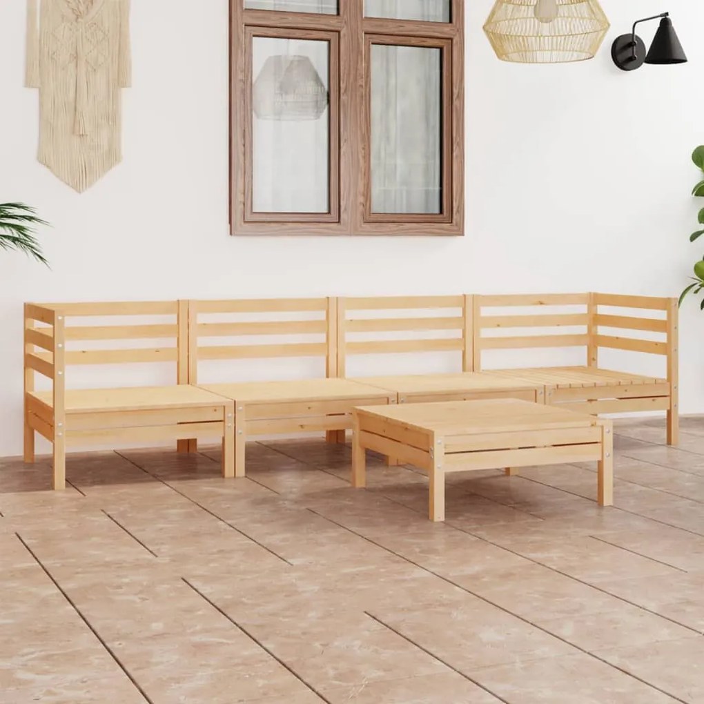 vidaXL 5 pcs conjunto lounge de jardim pinho maciço