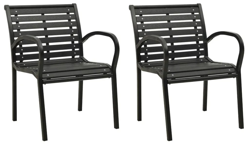 vidaXL Cadeiras de jardim 2 pcs aço e WPC preto