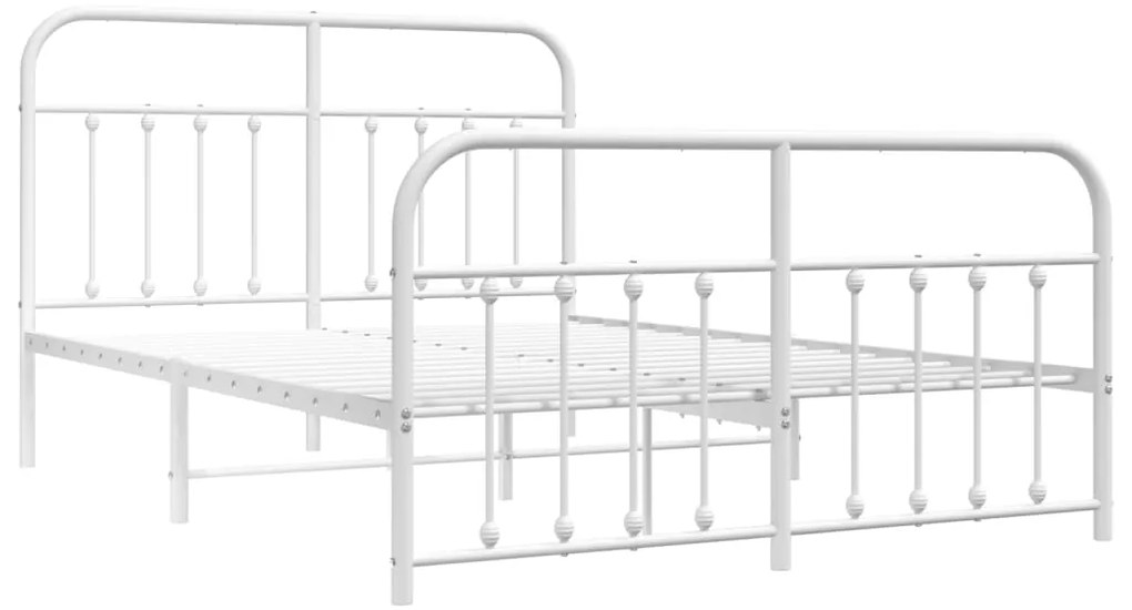 Estrutura de cama com cabeceira e pés 140x190 cm metal branco
