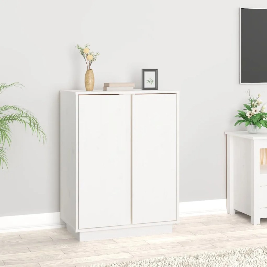 vidaXL Aparador 60x35x80 cm madeira de pinho maciça branco