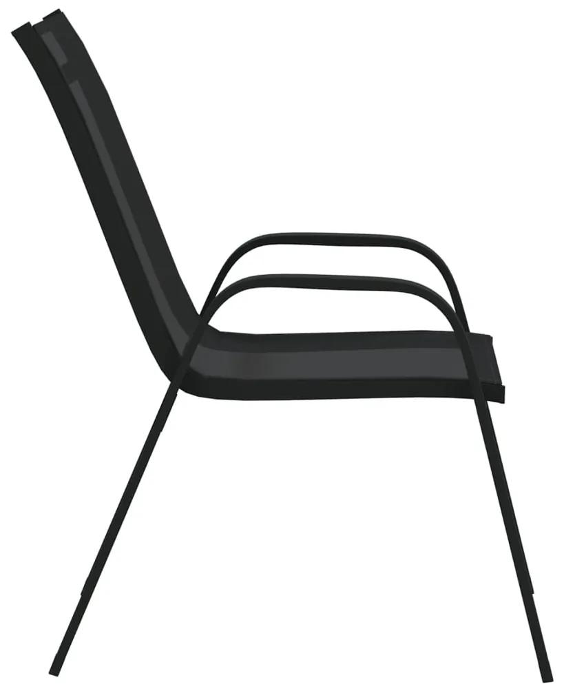 Cadeiras de jardim empilháveis 2 pcs textilene preto