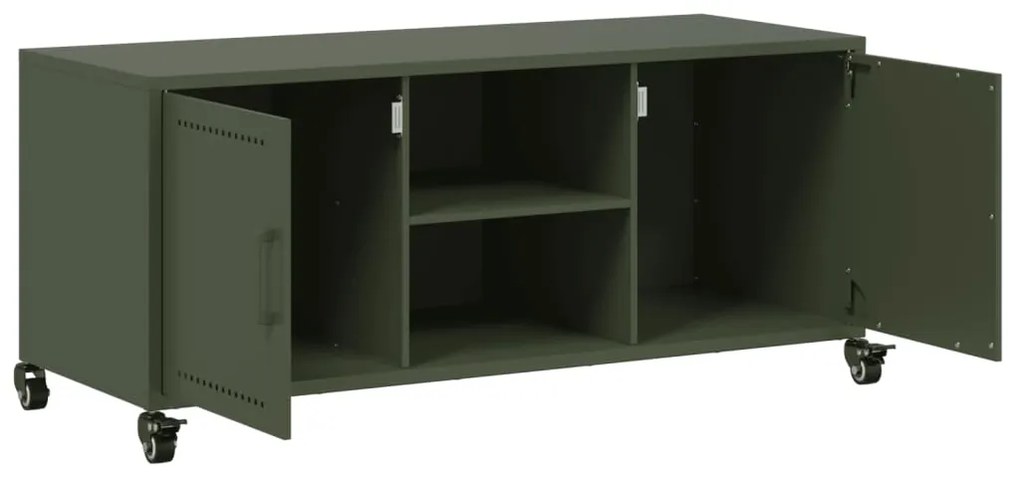 Móvel de TV 100,5x39x43,5 cm aço verde-azeitona