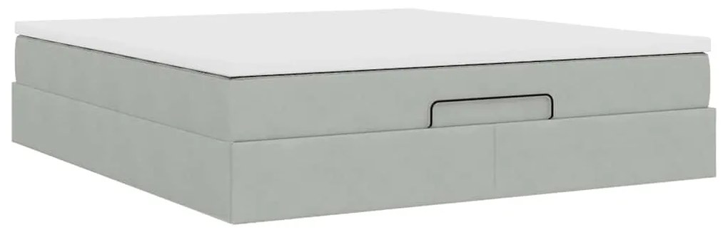 Estrutura de cama otomana com colchão 160x200 cm cinzento claro