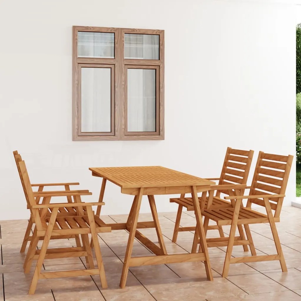 vidaXL 5 pcs conjunto de jantar para jardim madeira de acácia maciça
