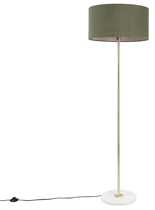 Candeeiro de pé em latão com abajur verde 50 cm - Kaso Moderno
