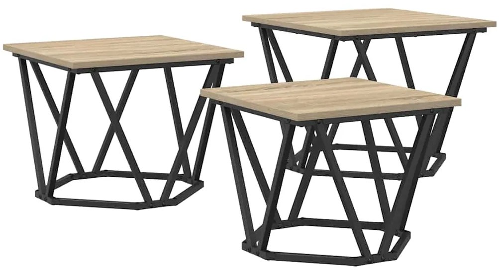 Mesas Laterais vidaXL 3 pcs Carvalho Sonoma Madeira Engenharia