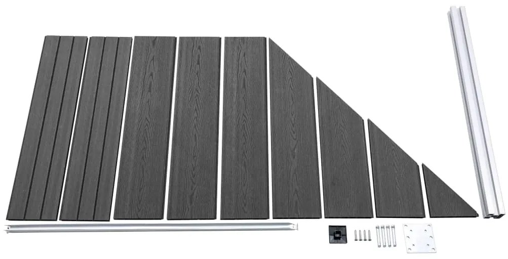 Conjunto de painel de vedação WPC 446x(105-186) cm preto
