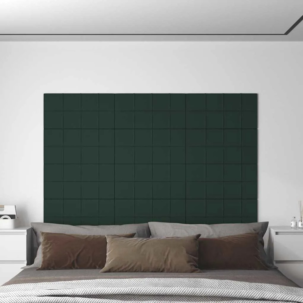 vidaXL Painel de parede 12 pcs 60x30 cmtecido 2,16 m² cor verde escuro