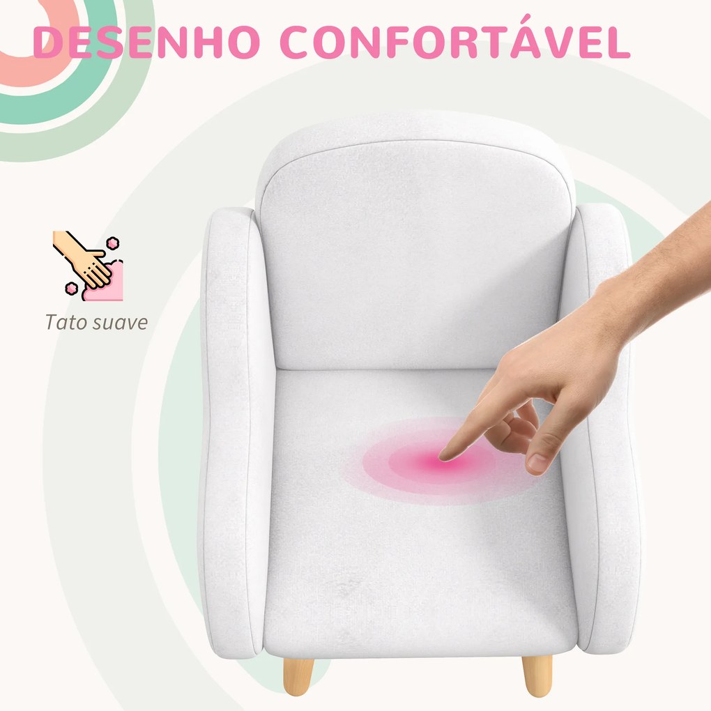 ZONEKIZ Poltrona para Crianças Poltrona Infantil em Forma de Nuvem com Tato Suave para Crianças de 1,5-5 Anos Carga Máxima 40 kg 46x51x55 cm Branco