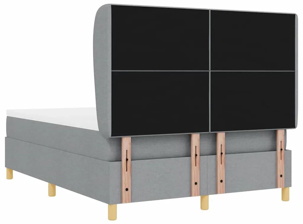 Cama Box Spring vidaXL com Colchão Cinza Claro 140x200 cm Tecido