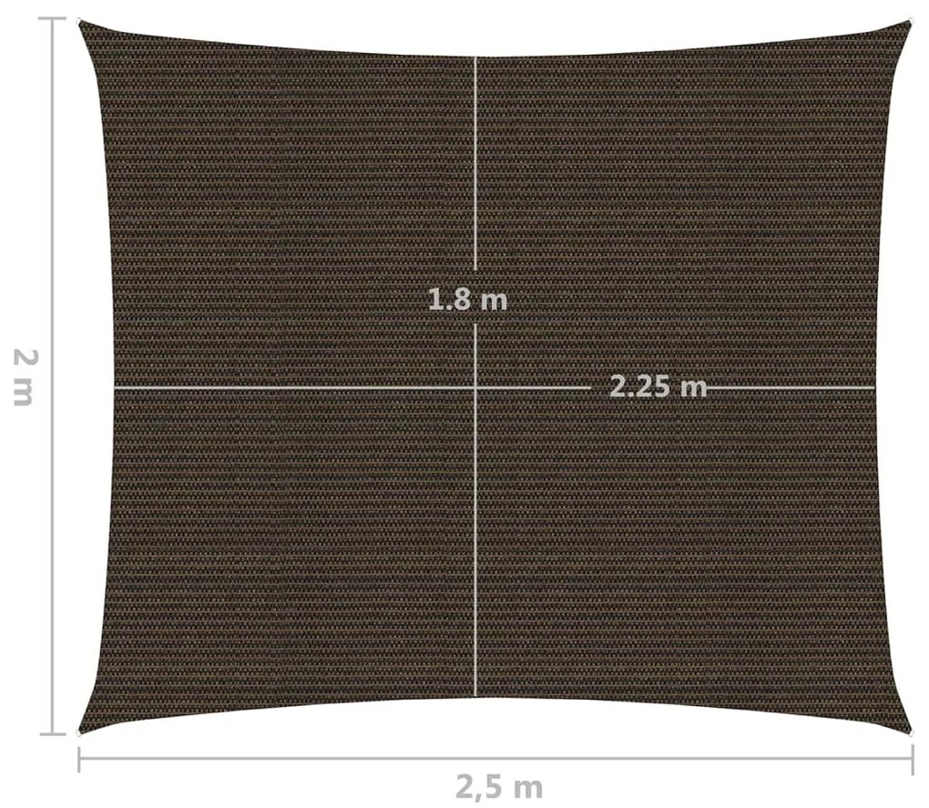 Para-sol estilo vela 160 g/m² 2x2,5 m PEAD castanho