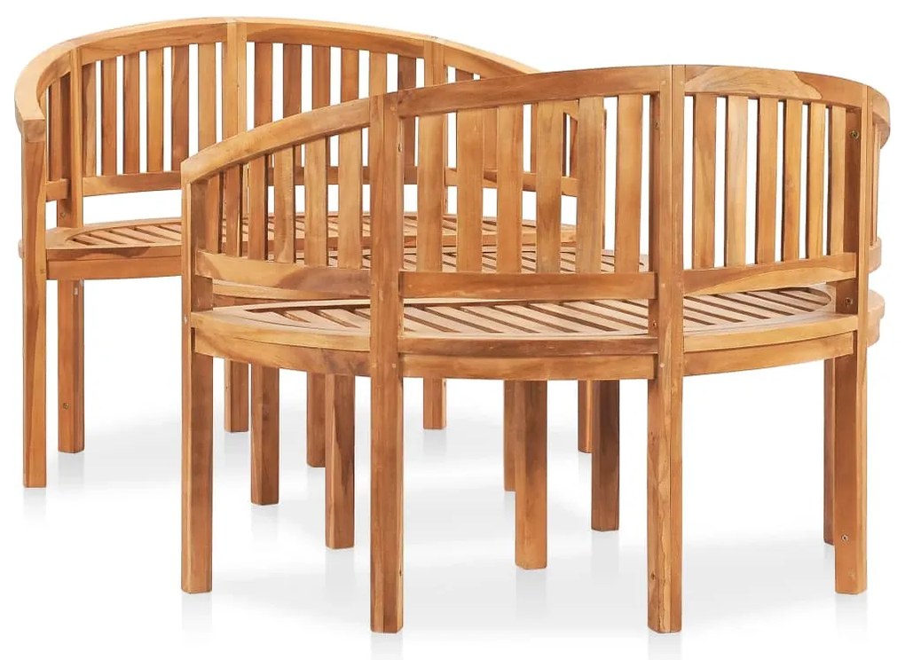 3 pcs conj. lounge de jardim formato banana teca maciça