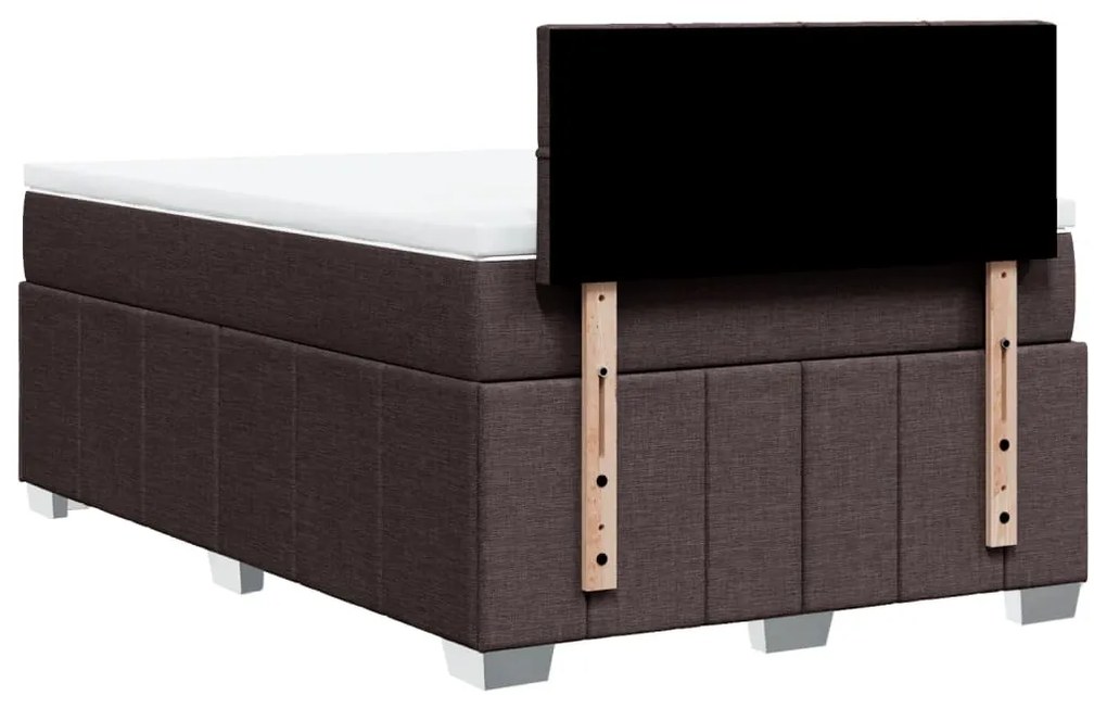 Cama boxspring com colchão 120x190 cm tecido castanho-escuro