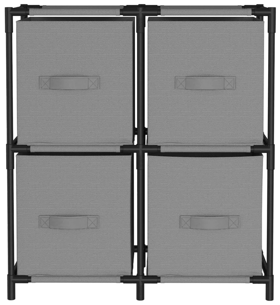 Armário de arrumação com 4 cestos tecido 63x30x71 cm aço cinza
