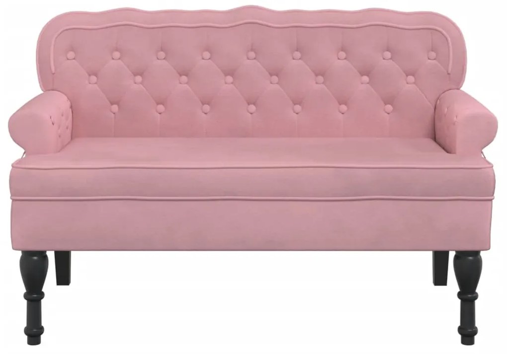 Banco com encosto 119,5x64,5x75 cm veludo rosa