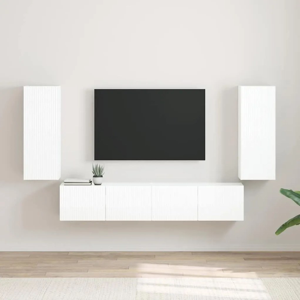 vidaXL Armário de TV de Parede 2 pcs Branco Brilhante 30 x 31 x 80 cm