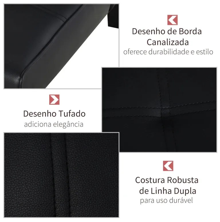 Sofá Cama Santarém em Couro Artificial - Preto - Design Moderno