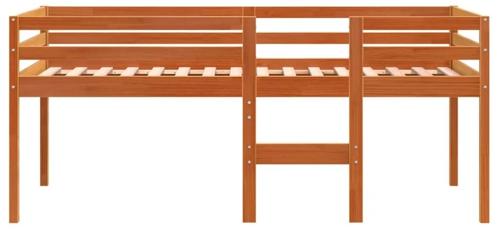 Cama alta 75x190 cm madeira de pinho maciça castanho cera