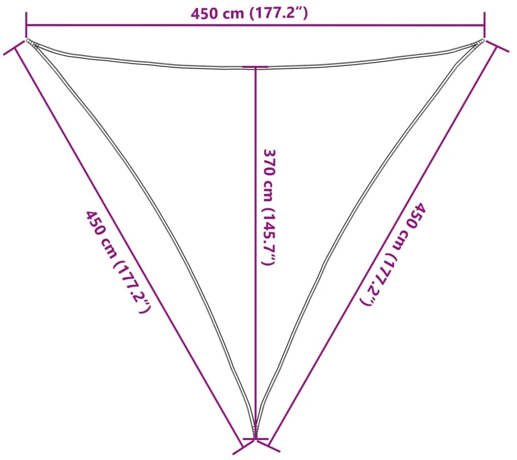 Para-sol estilo vela 160 g/m² 4,5x4,5x4,5 m PEAD branco