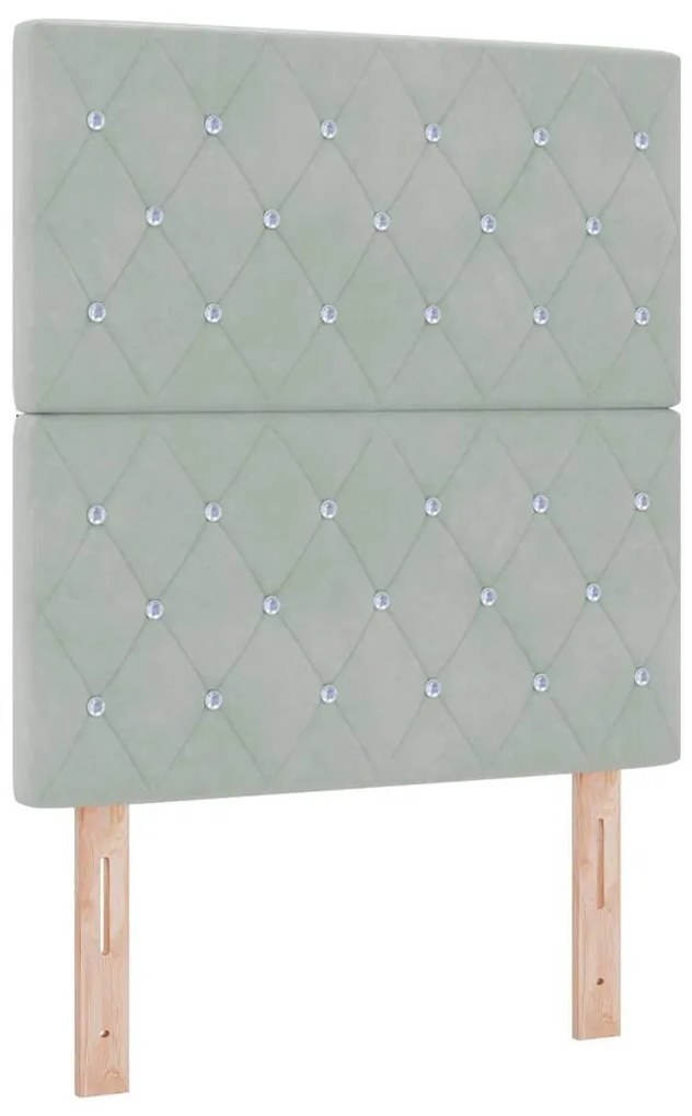 Cama Box vidaXL com Colchão &amp; Luz LED Cinza Claro 80x200 cm Veludo