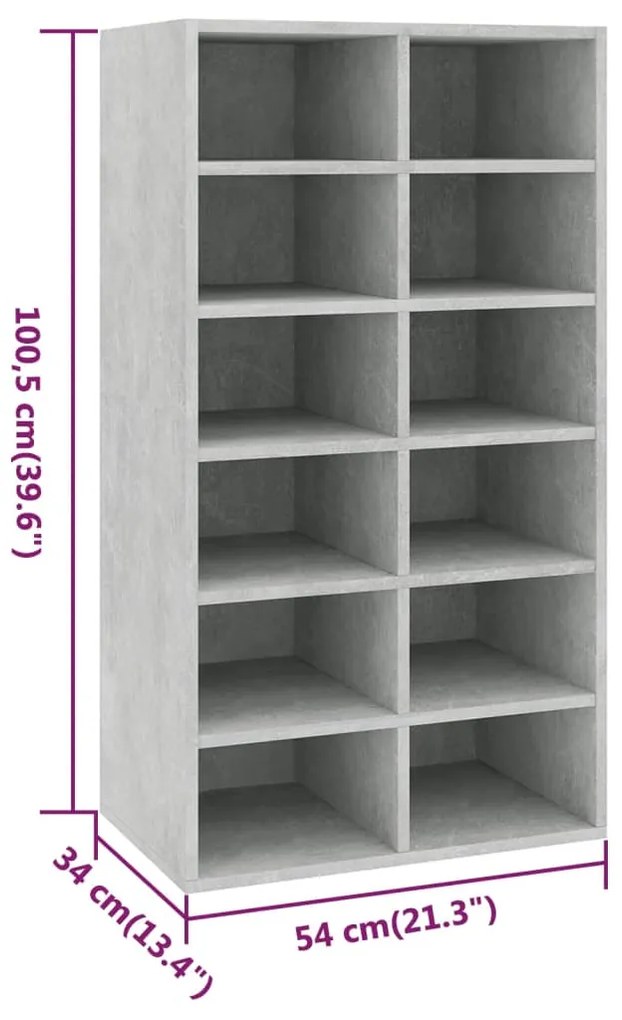 Sapateira 54x34x100,5 cm derivados de madeira cinzento cimento