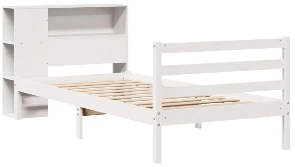Cama com estante sem colchão 90x190 cm pinho maciço branco