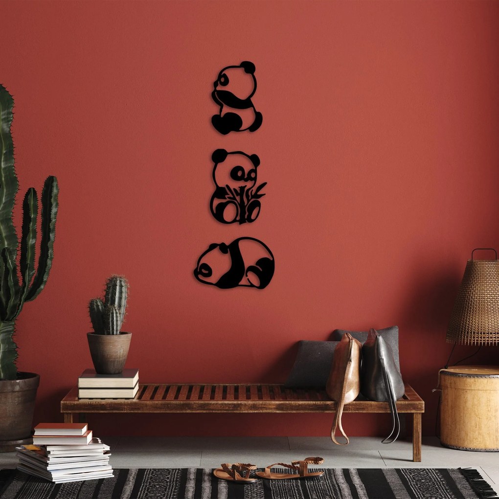 Acessório Decorativo de Parede Pandas – Preto – 18 x 26 cm, 20 x 27 cm