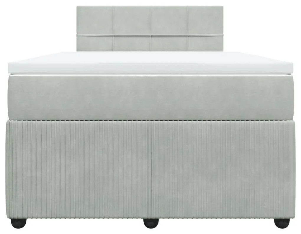 Cama boxspring c/ colchão 120x200 cm veludo cinzento-claro