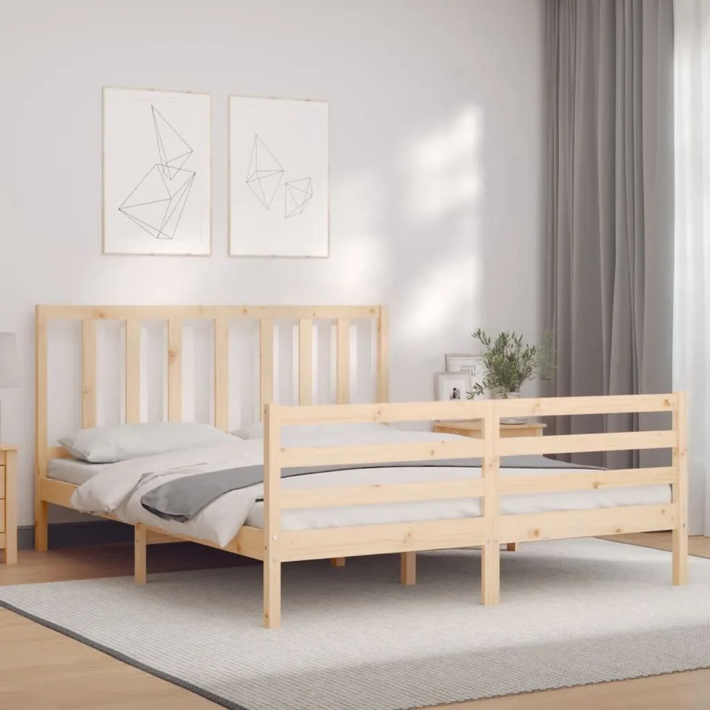 Cama sem colchão 160x200 cm madeira de pinho maciça