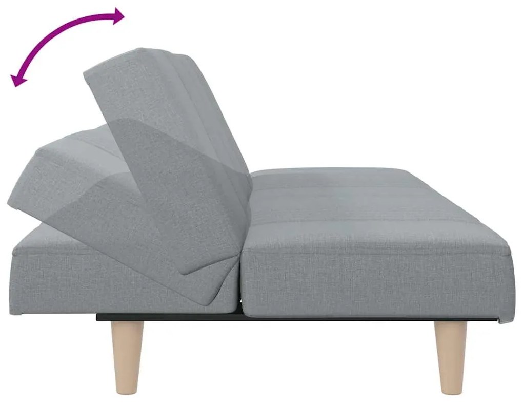 Sofá-cama tecido cinzento-claro