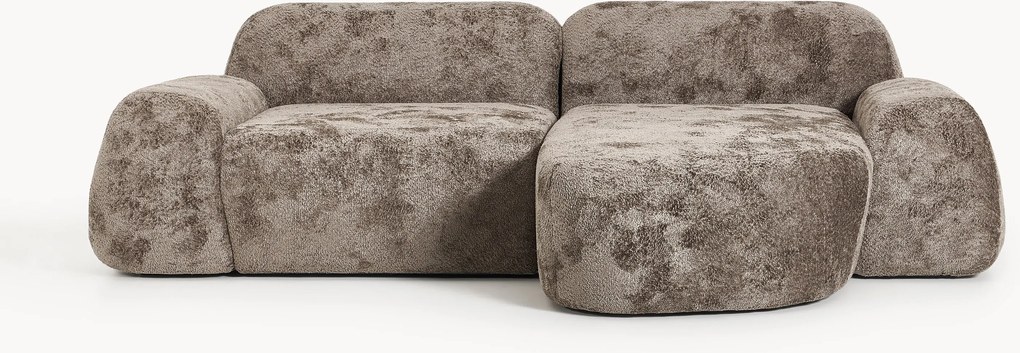 Sofá de canto modular em teddy-bouclé Wolke (3 lugares)