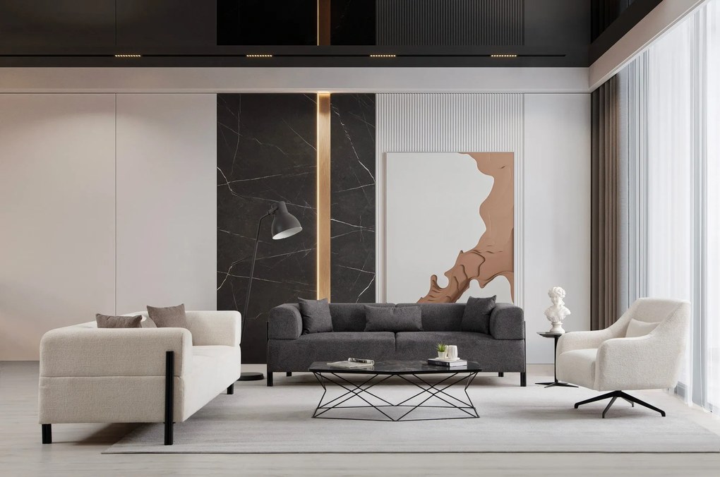 Sofá de 3 Lugares Gio – Antracite – 225x93x75 cm