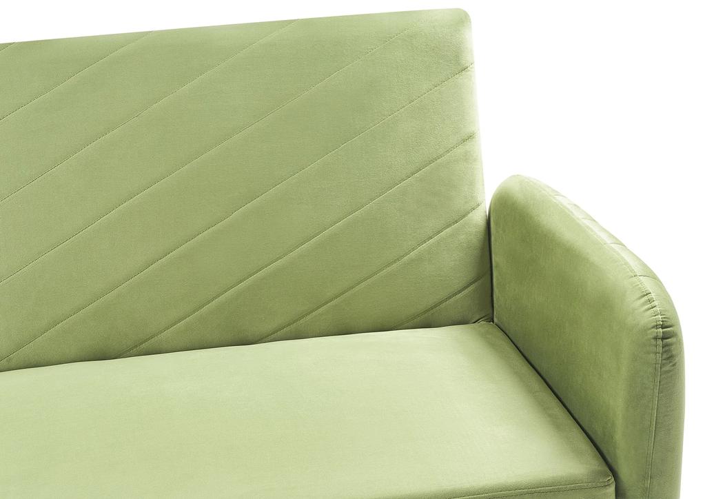 Sofá-cama de 3 lugares em veludo verde azeitona SENJA Beliani