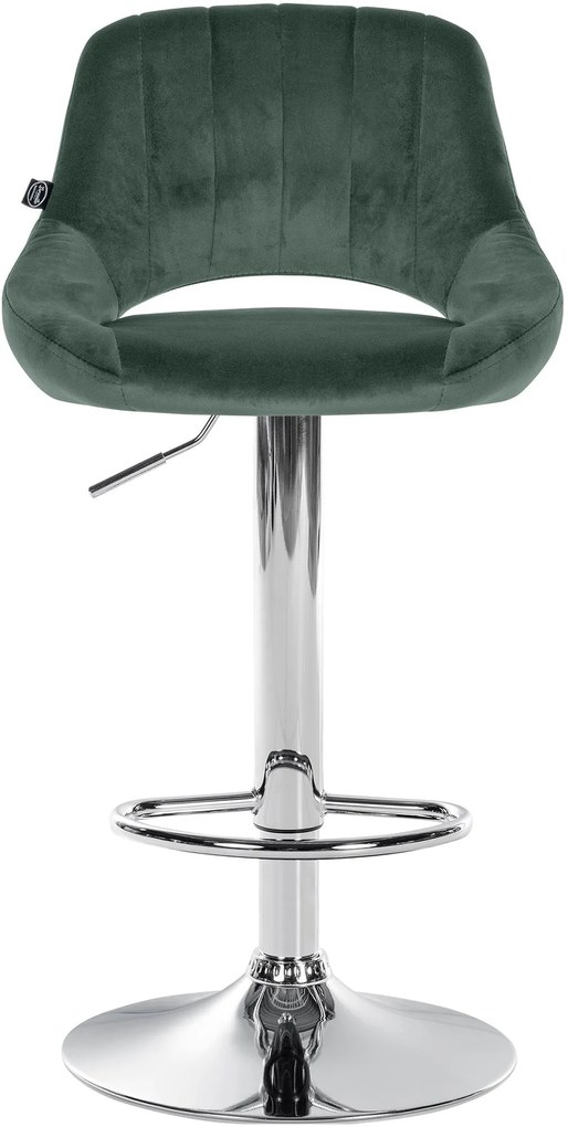 Banco alto Milet em veludo com estrutura cromada 85-106 x 47 x 48 cm Verde