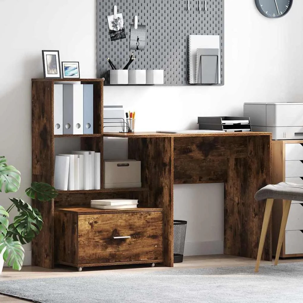 vidaXL Gabinete de Gavetas Carvalho Fumado MDF com Folheado