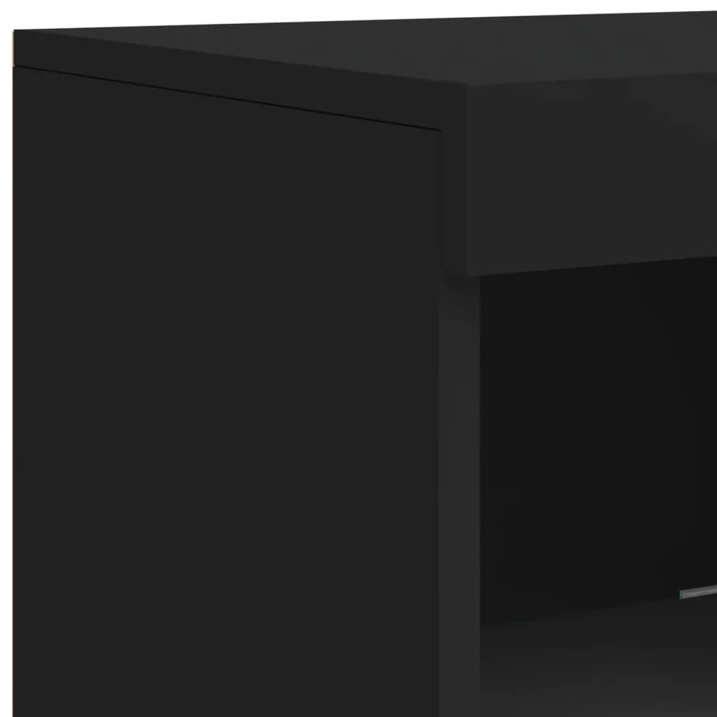Aparador com luzes LED 181,5x37x100 cm preto