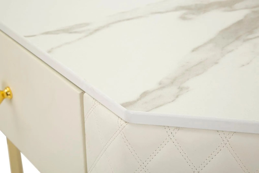 Consola de Entrada Angle Sharon - Madeira e MDF Branco com Detalhes Do
