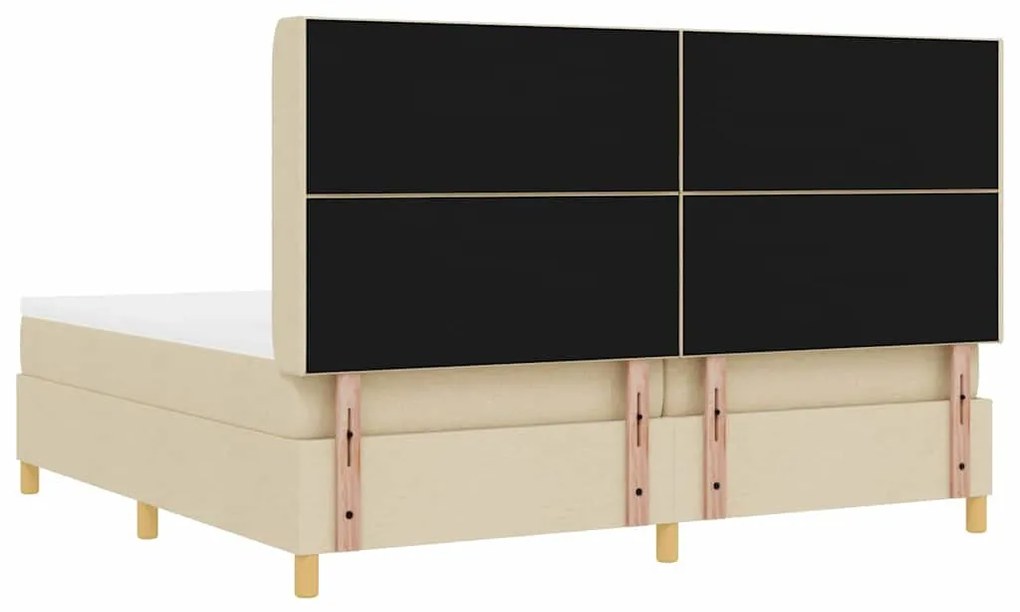 Cama Box Spring com Colchão Creme 200x200 cm - Tecido