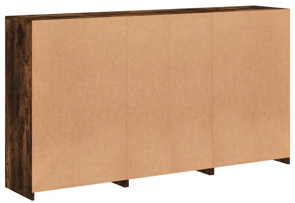 Aparador com luzes LED 181,5x37x100 cm carvalho fumado