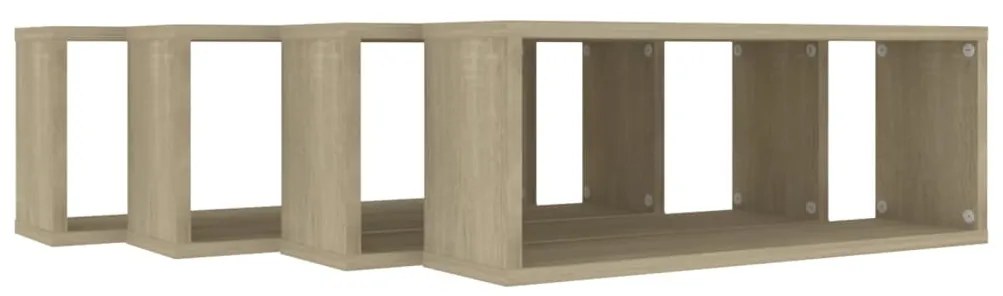 Prateleiras parede forma de cubo 4pcs contr. 60x15x23 cm sonoma