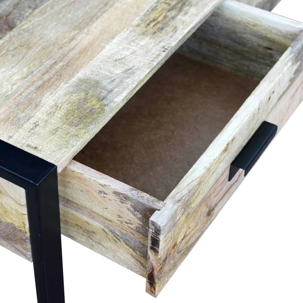 Mesa centro 2 gavetas madeira de manga sólida 100x60x40 cm