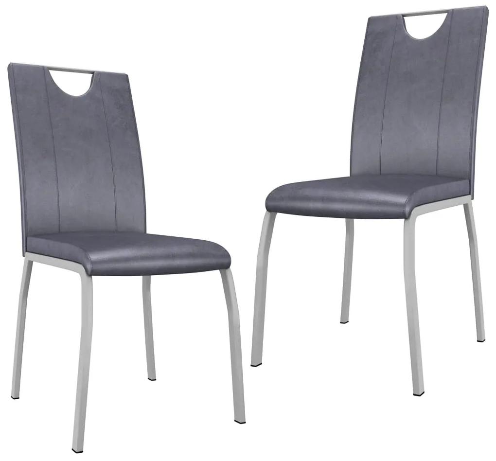 282475 vidaXL Cadeiras de jantar 2 pcs couro artificial cinzento camurça