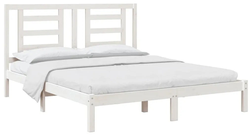Cama sem colchão 160x200 cm madeira de pinho maciça branco