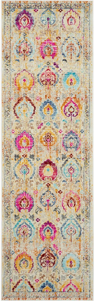 Passadeira de pelo curto Kashan com ornamentos coloridos