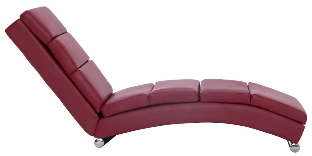 Chaise longue couro artificial vermelho tinto