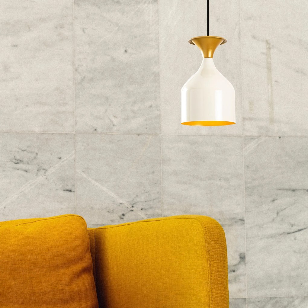 Candeeiro de Teto Sivani – Branco e Dourado – Diâmetro 17 cm, Altura 1