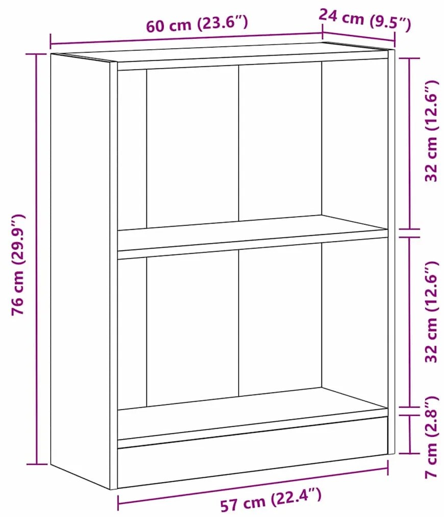 Estante de livros vidaXL Preta 60x24x76 cm em Madeira Engenharia