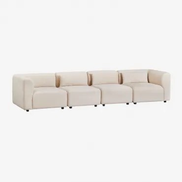 Sofá Modular De 4 Peças Fogler Linho Veludo Bege Linho - Sklum