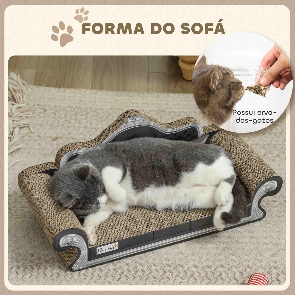 Sofá Arranhador para Gatos em Forma de Sofá com Erva para Gatos para Interior 56,5x24x26 cm Castanho